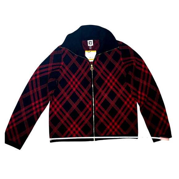 Anne Klein - NWT - Red and Black Zip up Womens Sweater - Picture 3 of 7